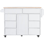 8 Drawer Rubber Wood Kitchen Island