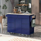 8 Drawer Rubber Wood Kitchen Island