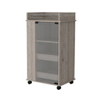 Willow Park Glass Door Bar Cart with Bottle Holder and Casters Light Gray