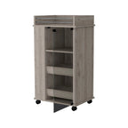 Willow Park Glass Door Bar Cart with Bottle Holder and Casters Light Gray