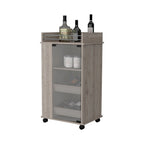 Willow Park Glass Door Bar Cart with Bottle Holder and Casters Light Gray