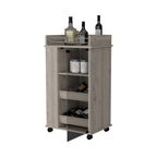 Willow Park Glass Door Bar Cart with Bottle Holder and Casters Light Gray