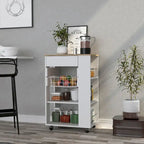 Kitchen Cart for Kitchen, Dining Room,Living Room, White / Light Oak