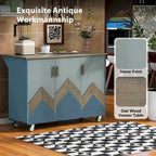 Retro MDF Kitchen Island on Wheels with Drop Leaf and Towel Rack