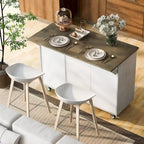 Retro MDF Kitchen Island on Wheels with Drop Leaf and Towel Rack
