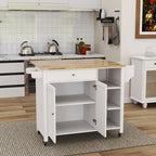 Double Door Kitchen Island with Adjustable Shelves