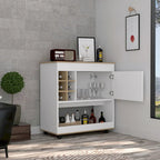Bar Cart Aloha, Lower Panel, Six Bottle Cubbies, One Cabinet for Kitchen, Party and Living Room