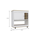 Bar Cart Aloha, Lower Panel, Six Bottle Cubbies, One Cabinet for Kitchen, Party and Living Room
