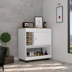 Bar Cart Aloha, Lower Panel, Six Bottle Cubbies, One Cabinet for Kitchen, Party and Living Room