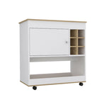 Bar Cart Aloha, Lower Panel, Six Bottle Cubbies, One Cabinet for Kitchen, Party and Living Room