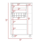 Kitchen Cart, One Drawer, Two Open Shelves, Four Casters -White / Light Oak