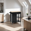 Rolling Kitchen Island Cart with Storage and Solid Wood Top - N/A