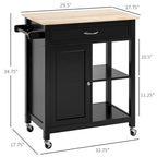 Rolling Kitchen Island Cart with Storage and Solid Wood Top - N/A