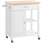 Rolling Kitchen Island Cart with Storage and Solid Wood Top - N/A
