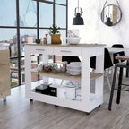 Rockaway 2-Drawer 2-Shelf Kitchen Island White and Light Oak