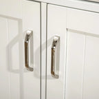 Kitchen Island with Storage Cabinet, 2-Level Rubber Wood Top, Adjustable Shelves, and Drawers