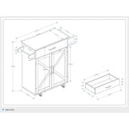 Kitchen island rolling trolley cart