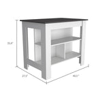 Rockaway 3-Shelf Kitchen Island White and Onix