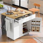 Rolling Kitchen Cart with Adjustable Shelf Tower Rack and Rubber Top - N/A