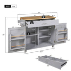 Rolling Kitchen Cart with Adjustable Shelf Tower Rack and Rubber Top - N/A