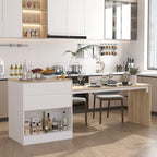 Kitchen Table 94.5 White/Wood Island for Breakfast, Bar, and Work