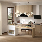 Kitchen Table 94.5 White/Wood Island for Breakfast, Bar, and Work