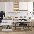 Kitchen Table 94.5 White/Wood Island for Breakfast, Bar, and Work