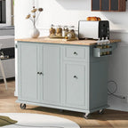Merax 53.9 Width Rolling Kitchen Cart on Wheels with Drop Leaf