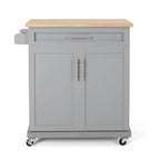 Contemporary Wood Kitchen Cart with Wheels Storage and Wheels by Christopher Knight Home