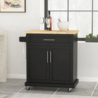 Contemporary Wood Kitchen Cart with Wheels Storage and Wheels by Christopher Knight Home
