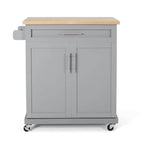 Contemporary Wood Kitchen Cart with Wheels Storage and Wheels by Christopher Knight Home