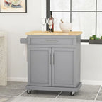 Contemporary Wood Kitchen Cart with Wheels Storage and Wheels by Christopher Knight Home