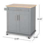 Contemporary Wood Kitchen Cart with Wheels Storage and Wheels by Christopher Knight Home