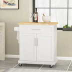 Contemporary Wood Kitchen Cart with Wheels Storage and Wheels by Christopher Knight Home