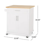 Contemporary Wood Kitchen Cart with Wheels Storage and Wheels by Christopher Knight Home