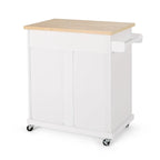 Contemporary Wood Kitchen Cart with Wheels Storage and Wheels by Christopher Knight Home