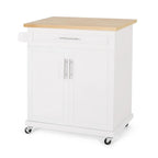 Contemporary Wood Kitchen Cart with Wheels Storage and Wheels by Christopher Knight Home