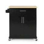 Contemporary Wood Kitchen Cart with Wheels Storage and Wheels by Christopher Knight Home