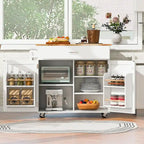 39.00 W Modern Rubberwood Top Kitchen Cart with Storage and Towel Racks