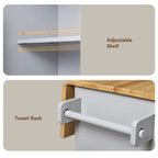 39.00 W Modern Rubberwood Top Kitchen Cart with Storage and Towel Racks