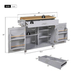 39.00 W Modern Rubberwood Top Kitchen Cart with Storage and Towel Racks