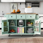 Kitchen Island Cart with Wheels Drop-Leaf, Storage Racks