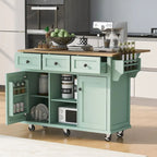 Kitchen Island Cart with Wheels Drop-Leaf, Storage Racks