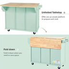 Kitchen Island Cart with Wheels Drop-Leaf, Storage Racks