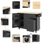 Rolling Kitchen Cart with Internal Storage Rack and Pull Out Cabinet - N/A