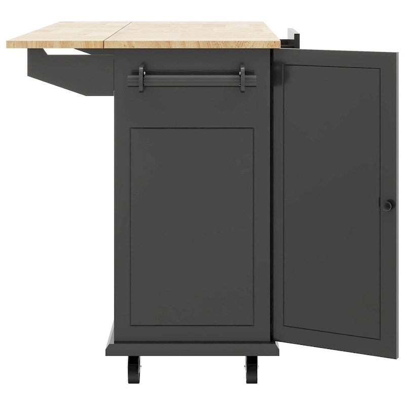 Rolling Kitchen Cart with Internal Storage Rack and Pull Out Cabinet - N/A