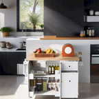 Rolling Kitchen Cart with Internal Storage Rack and Pull Out Cabinet - N/A