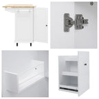 Rolling Kitchen Cart with Internal Storage Rack and Pull Out Cabinet - N/A