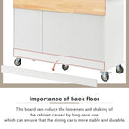 52.7 W Folding Multifunctional Lockable Wheel Kitchen Cart with 2 Doors and 3 Drawers