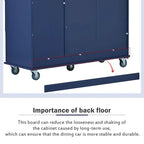 52.7 W Folding Multifunctional Lockable Wheel Kitchen Cart with 2 Doors and 3 Drawers